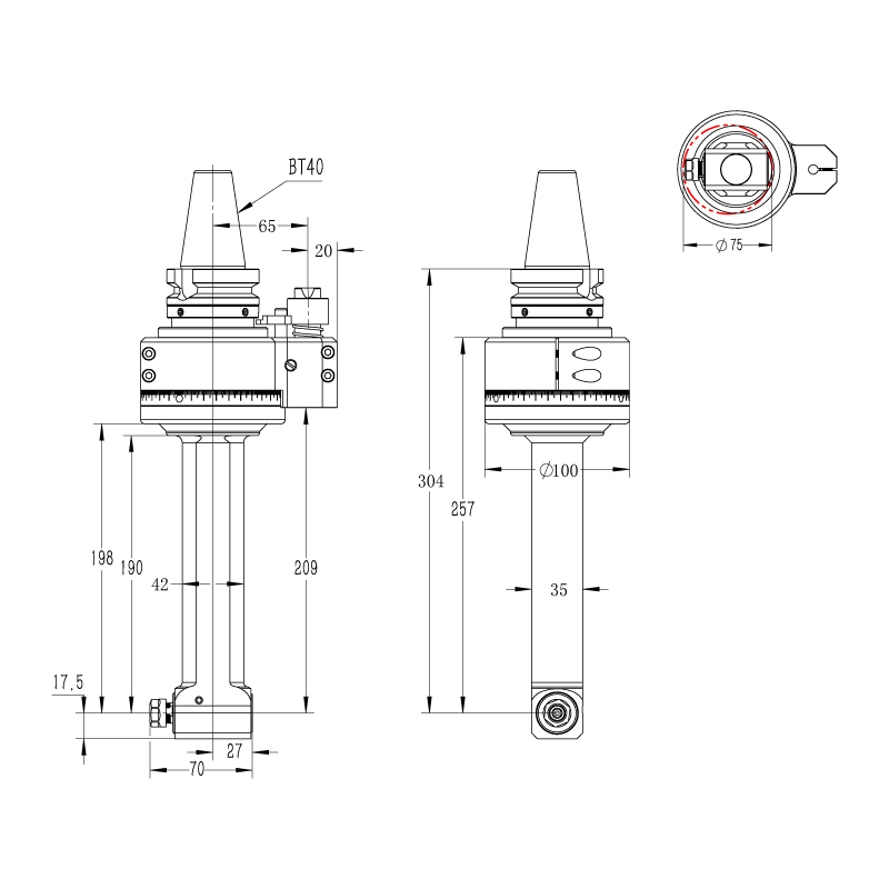 DK90-BT40-ER11-190側銑頭