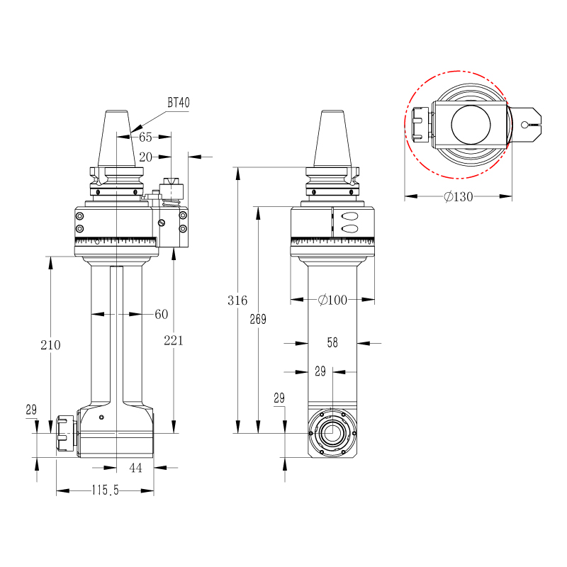 DK90-BT40-ER25-210國產(chǎn)角度頭