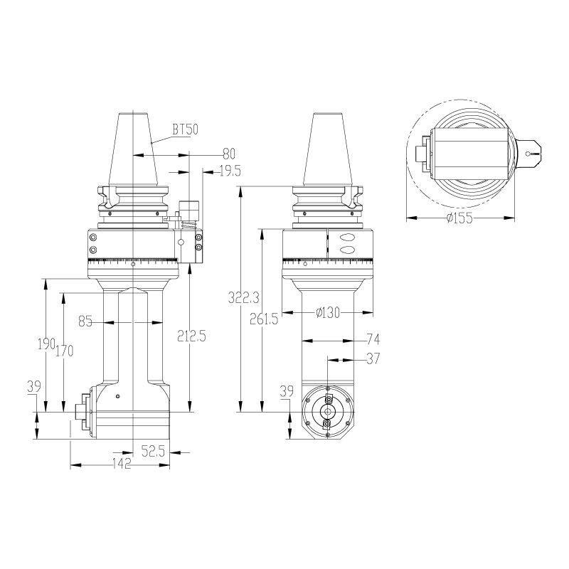 DK90-BT50-FMB22-170CNC銑頭