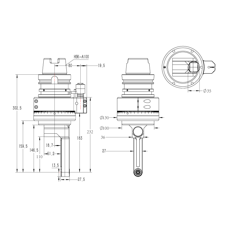 DK90-HSK100A-DC6直角銑頭