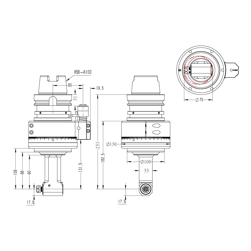 DK90-HSK100A-ER11-90直角銑頭
