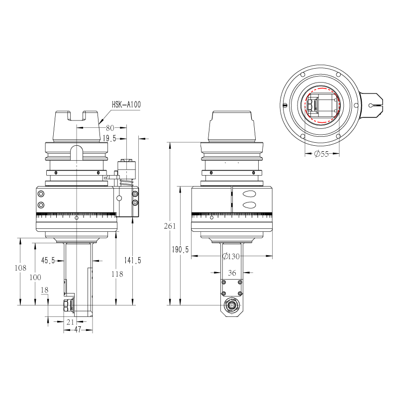 DK90-HSK100A-ER11M-100內宿角銑頭